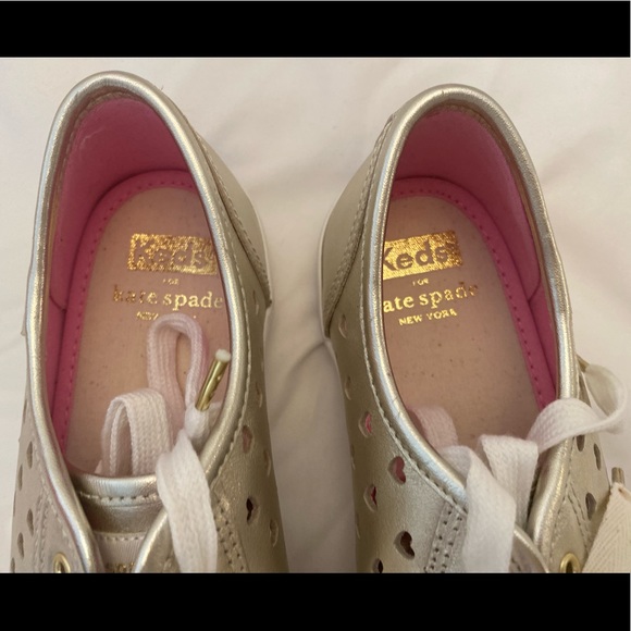 NWT Keds For Kate Spade: HEART Kickstart Heart Light Gold Heart Cut Out Sneakers - Picture 6 of 13